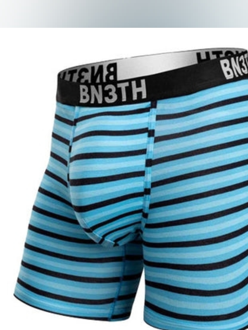 BN3TH Men's OUTSET Boxer Briefs (5.5") - Mini Tricolor Stripe- Turquoise Size XS